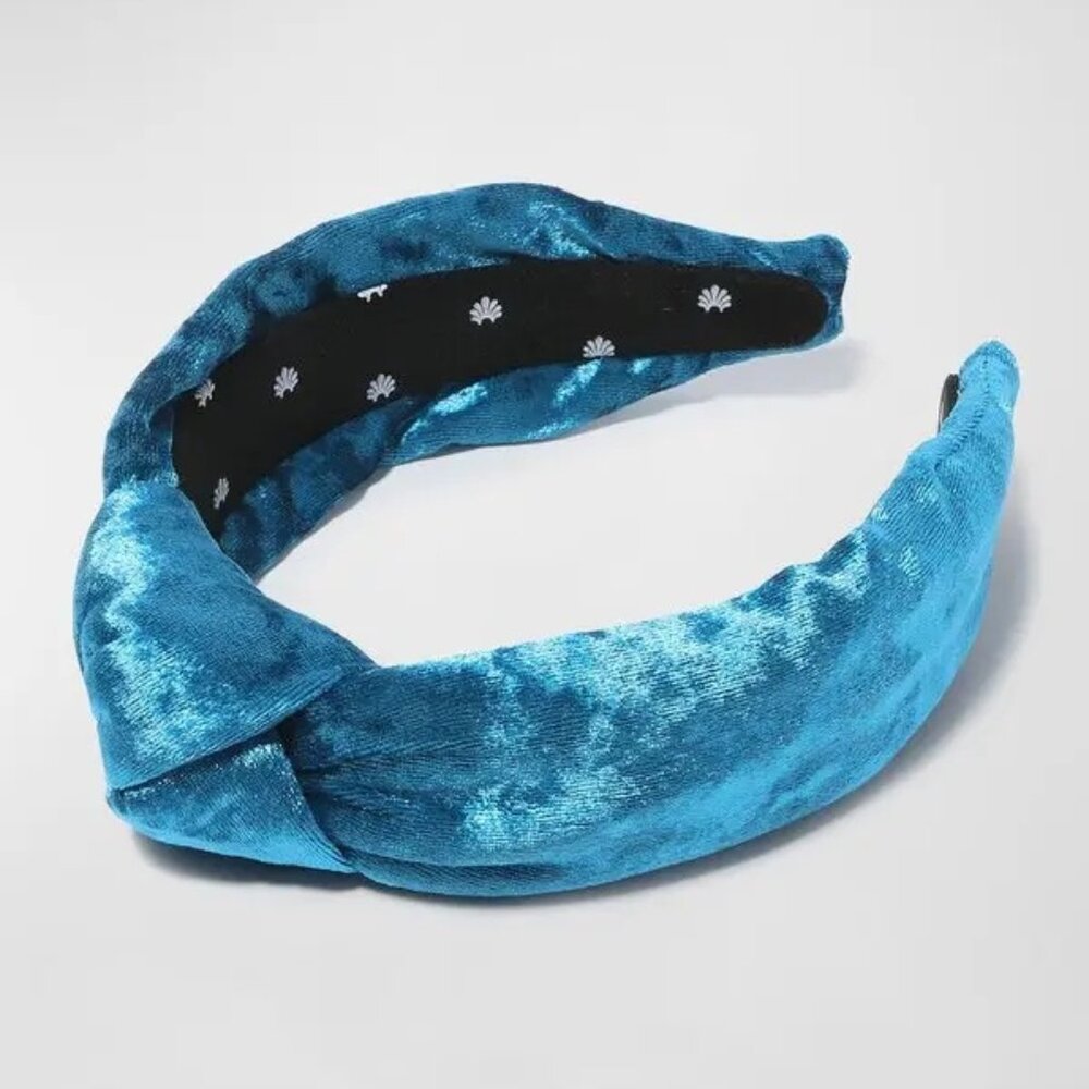 Lele Sadoughi Turquoise Crushed Velvet Knotted Headband